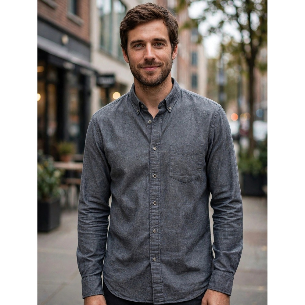 Rag & Bone Standard Issue Mens Gray Cotton Button Down Shirt Size M